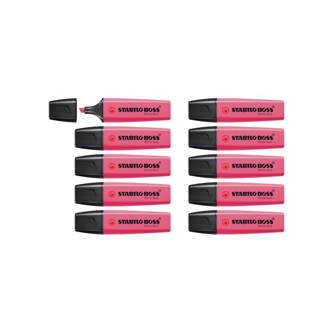 STABILO Boss Original Markeerstift Beitelvormige Punt 2 - 5 mm Roze (pak 10 stuks)