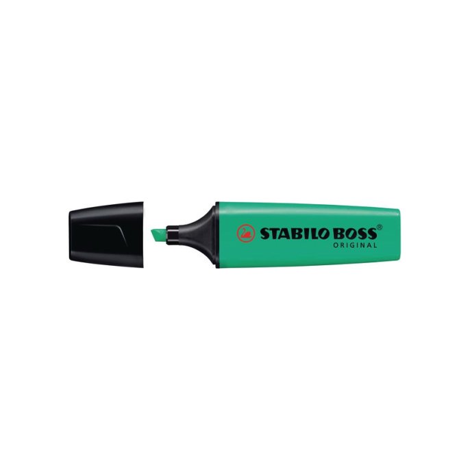 STABILO Boss Original Markeerstift Beitelvormige Punt 2 - 5 mm Turquoise (pak 10 stuks)