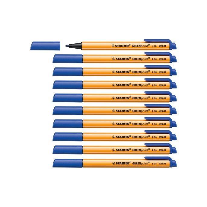 STABILO Fineliner GREENpoint 08 mm blauw (doos 10 stuks)