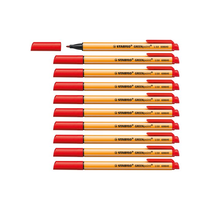 STABILO Fineliner GREENpoint 08 mm rood (doos 10 stuks)