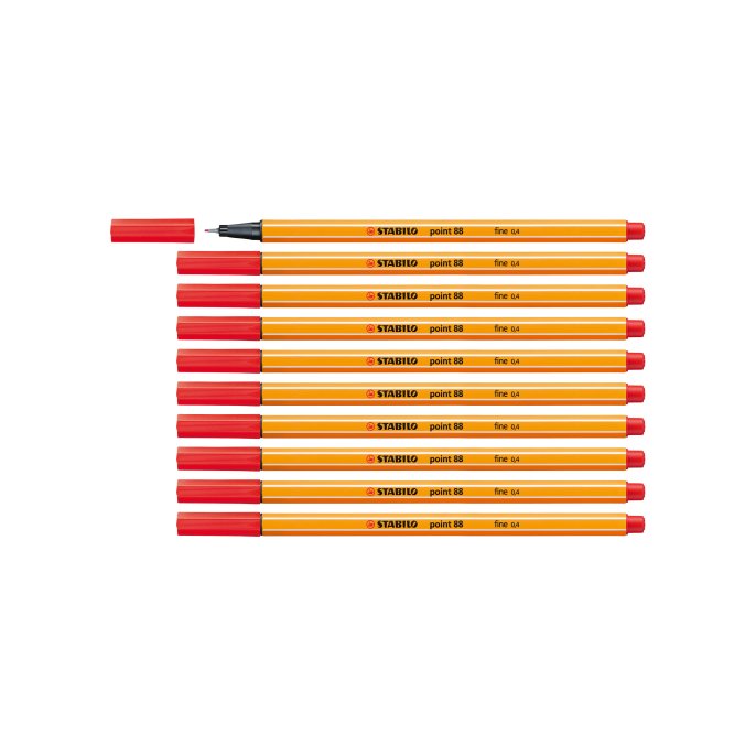 STABILO Fineliner point 88 04 mm rood (pak 10 stuks)