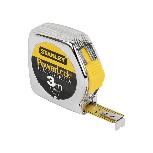 STANLEY Rolbandmaat Powerlock 3m Geel/ Verchroomd