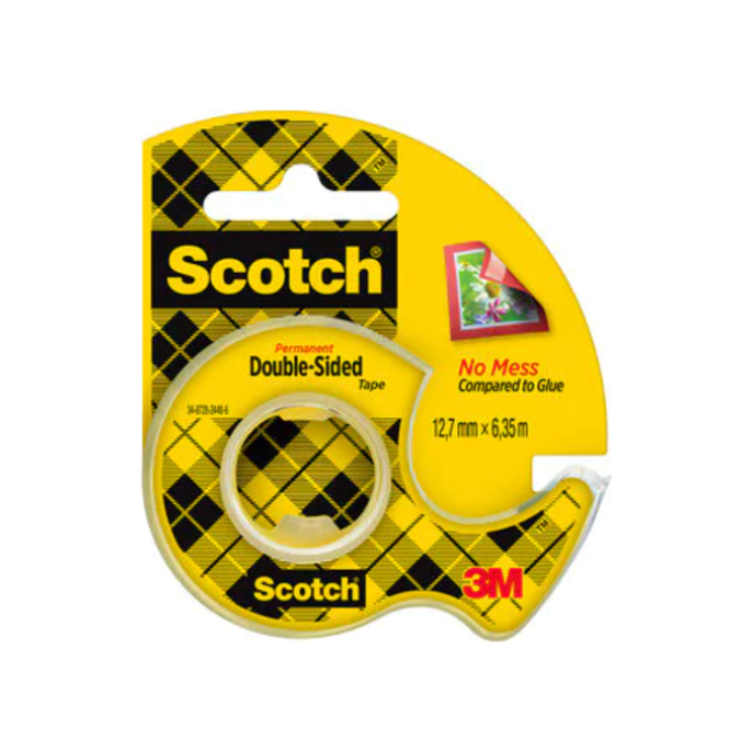 Scotch Plakband 665 dubbelzijdig op dispenser 12 mm x 6.3 m (rol 6.3 meter)