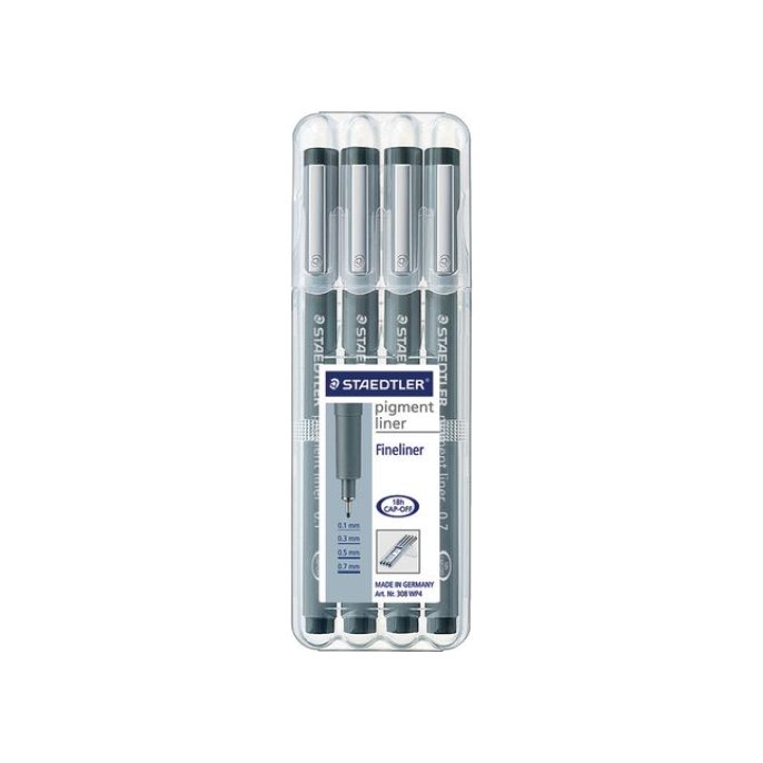 Staedtler Fineliner 308 Assorti schrijfbreedtes (pak 4 stuks)