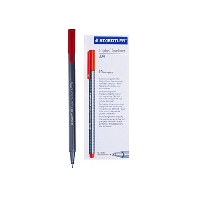 Staedtler Fineliner Triplus 0.3 mm rood (pak 10 stuks)