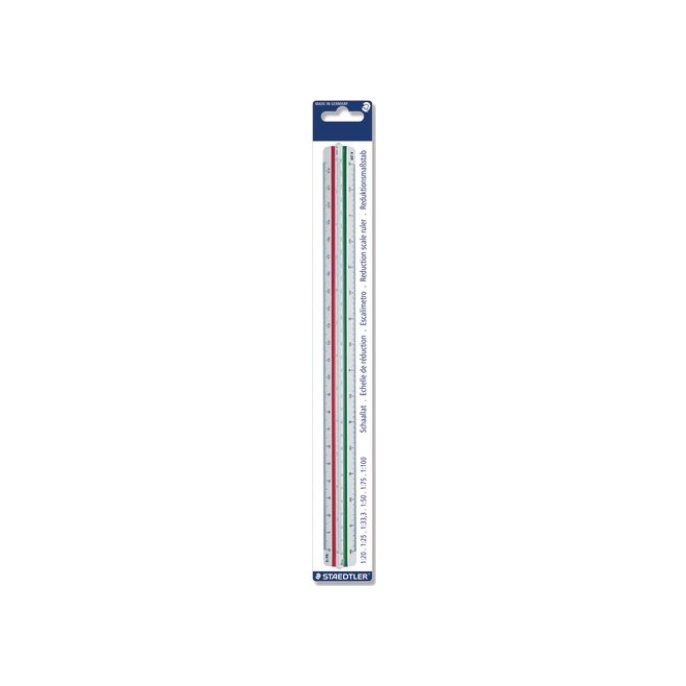 Staedtler Mars® 561-reductieschaalliniaal schalen: 1:20 1:25 1:33 1:50 1:75 1:100 kleurgecodeerd 30 cm