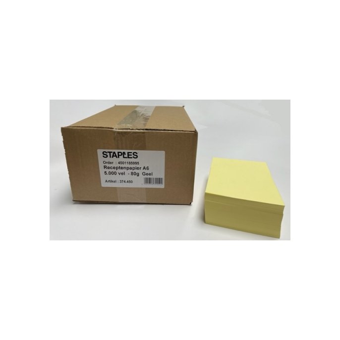 Staples Choice Receptenpapier A6 80g geel (1 doos x 5000 vel)