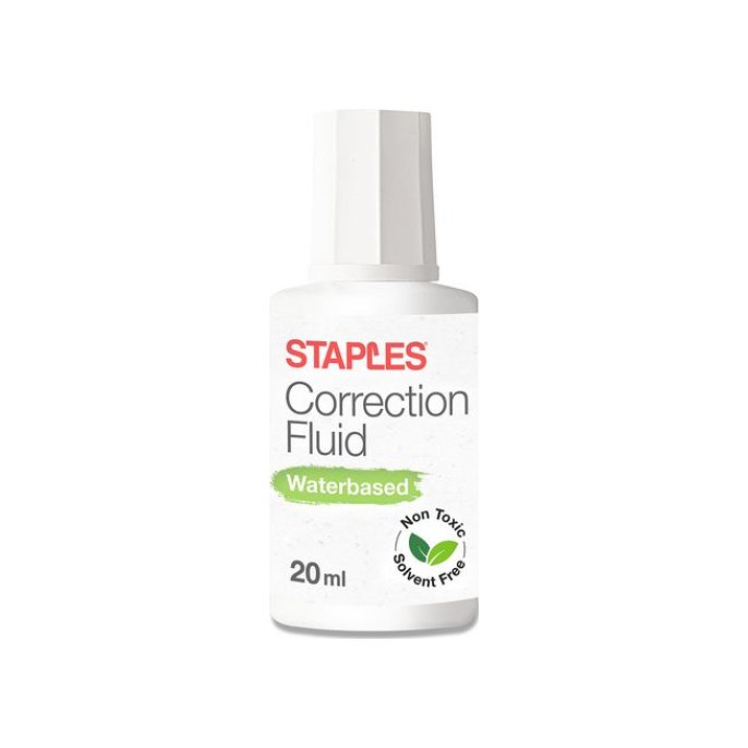 Staples Correctievloeistof op waterbasis 20 ml wit