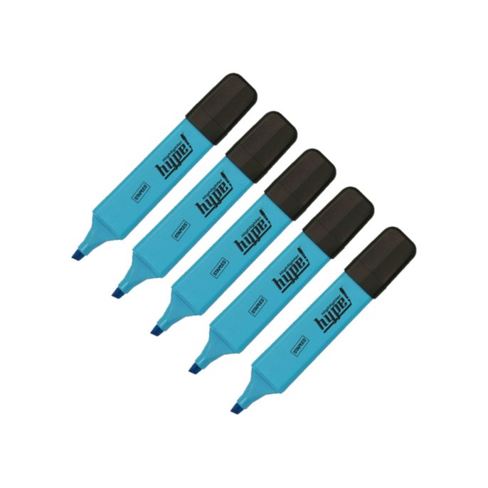 Staples Hype Markeerstift Beitelvormige Punt 1 - 5 mm Blauw (pak 5 stuks)