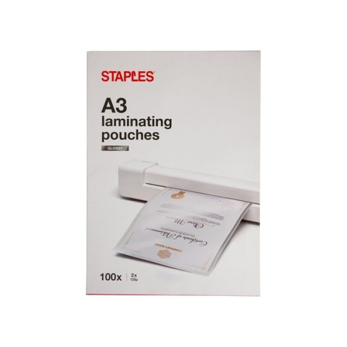 Staples Lamineerhoes A3 303 x 426 mm 2 x 125 micron Glanzend (pak 100 stuks)