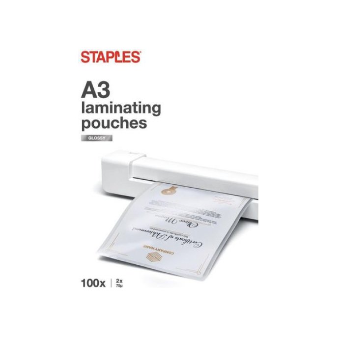 Staples Lamineerhoes A3 303 x 426 mm 2 x 75 micron Glanzend (pak 100 stuks)