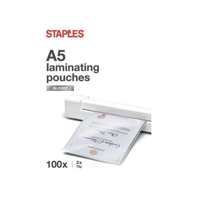 Staples Lamineerhoes A5 154 x 216 mm 2 x 75 micron Glanzend (pak 100 stuks)