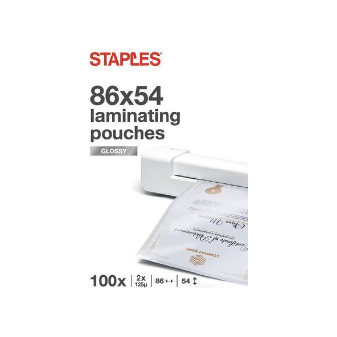 Staples Lamineerhoes Creditcard-formaat 54 x 86 mm 2 x 125 micron Glanzend (pak 100 stuks)