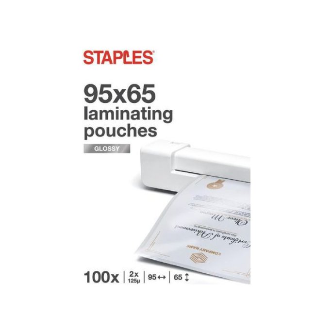 Staples Lamineerhoes Keycard-formaat 65 x 95 mm 2 x 125 micron Glanzend (pak 100 stuks)