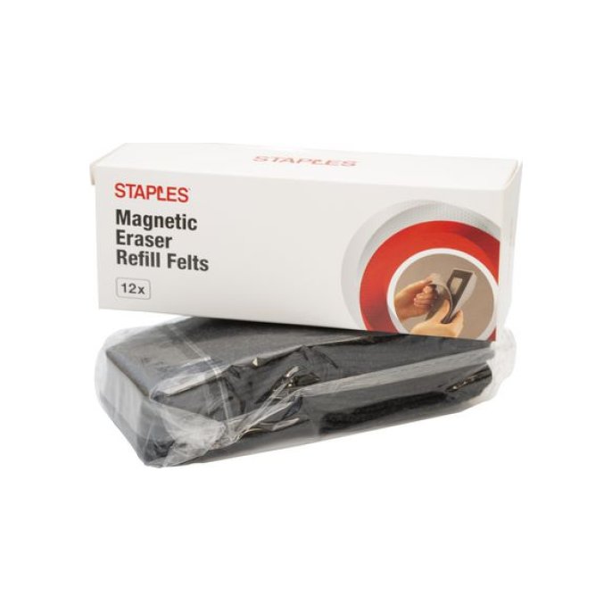 Staples Navulling voor magnetische whiteboardwisser vilt grijs (pak 12 stuks)