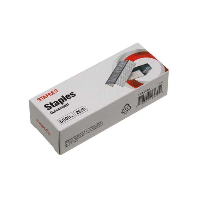 Staples Nietjes 26/6 Gegalvaniseerd (pak 5000 stuks)