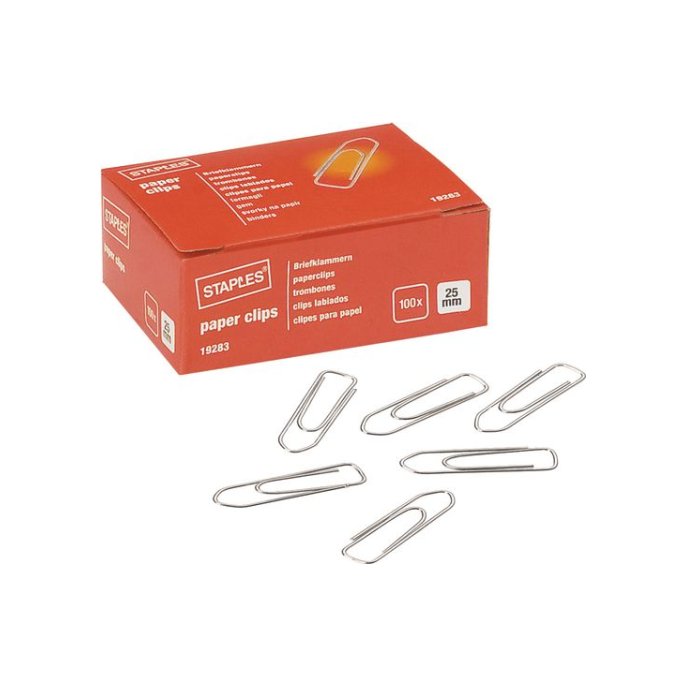 Staples Paperclip 25mm Zilver (pak 100 stuks)