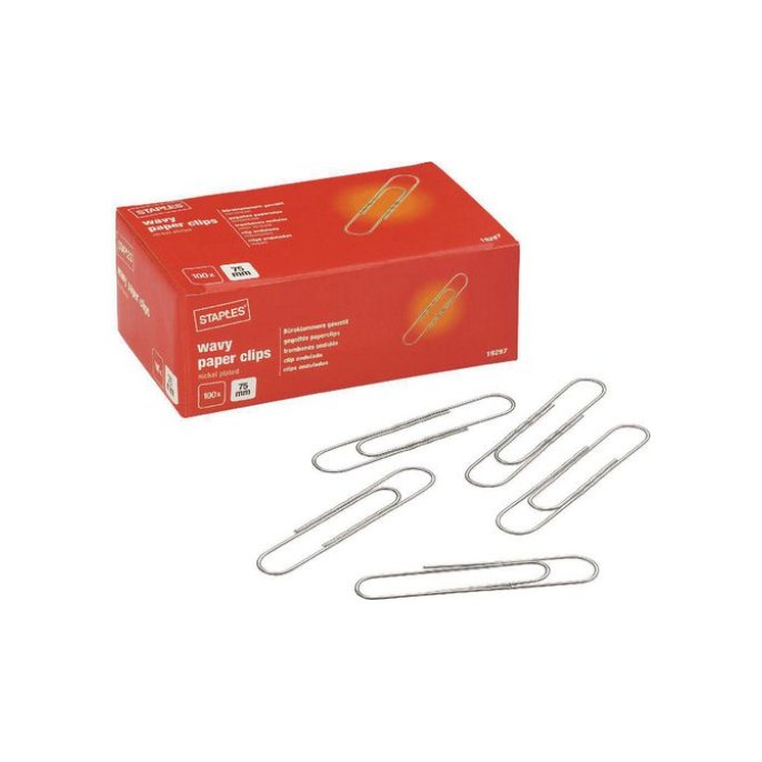 Staples Paperclips Vernikkeld golvend 75 mm (pak 100 stuks)