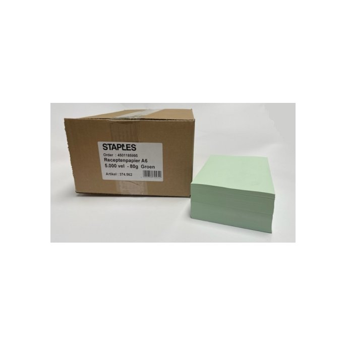 Staples Receptenpapier A6 80 g/m² Groen (1 pak x 5000 vel)