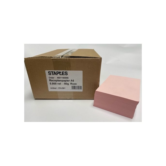 Staples Receptenpapier A6 80 g/m² Rosé (1 pak x 5000 vel)