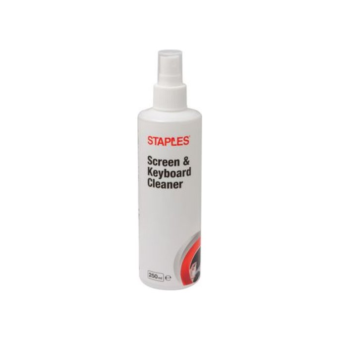 Staples Reinigingsspray tbv Beelschermen en Toetsenborden (fles 250 milliliter)