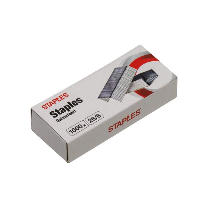 Staples Standaard Nieten 26/6 Verzinkt (pak 1000 stuks)