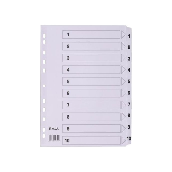 Staples Tabbladen wit karton 11 rings A4 bedrukte tabs 1-10 (set 10 vel)