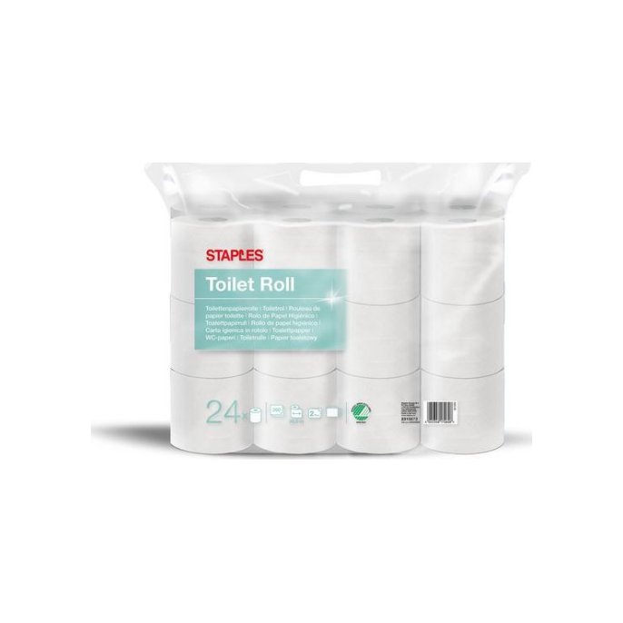 Staples Toiletpapier 2-laags 350 vel 40 m Wit (pak 24 rollen)