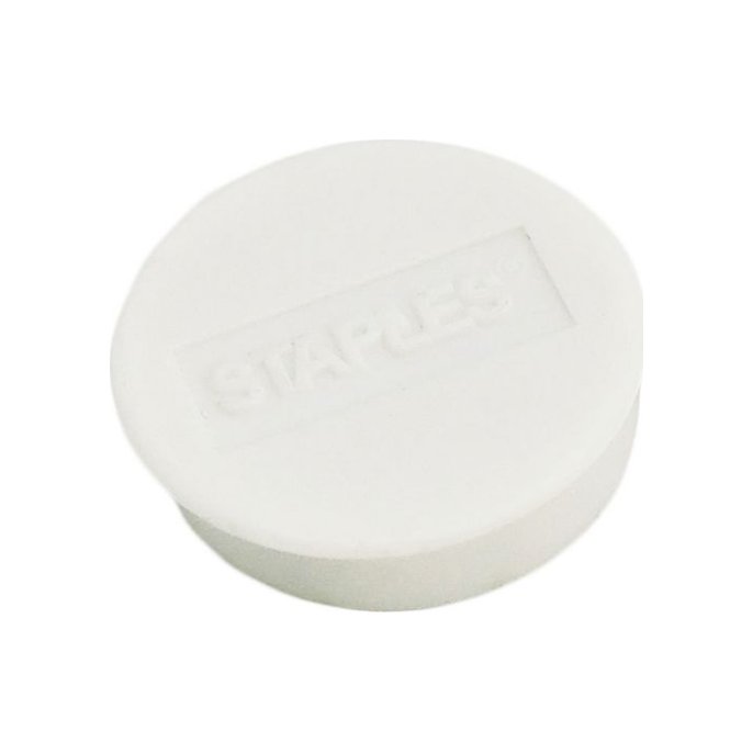 Staples Verpakking met 10 ronde witte magneten van 25 mm met een magnetische kracht 425 gram/m² (doos 10 stuks)