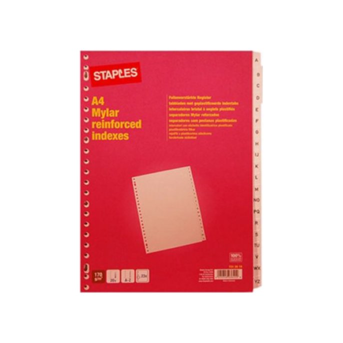 Staples Voorbedrukt tabblad karton 20-delig A4 wit (set 20 vel)