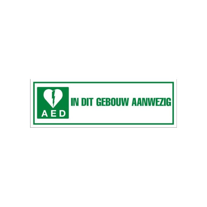 Sticker AED in dit gebouw aanwezig