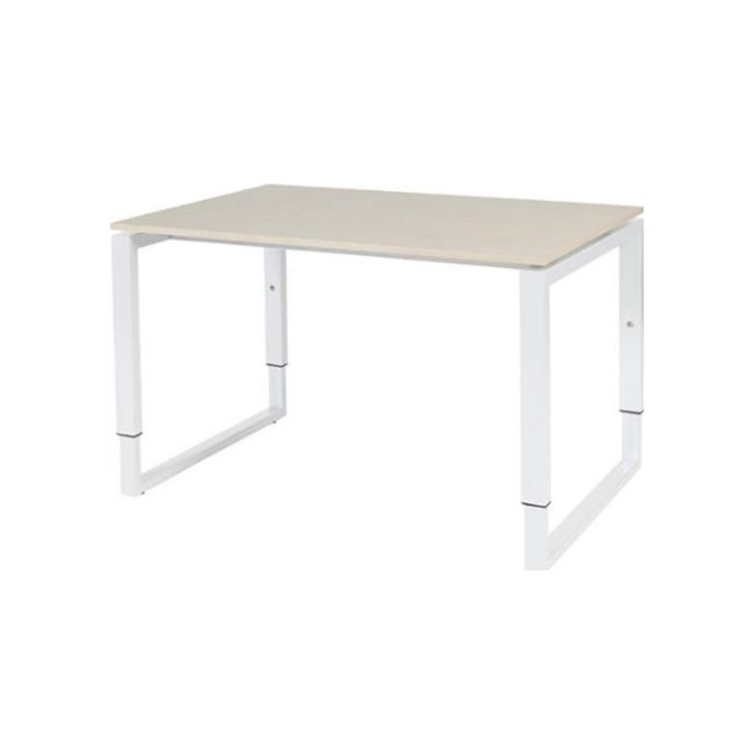 Stretto Plus Verstelbaar Bureau 120 x 80 cm Licht Eiken Blad Witte Poten