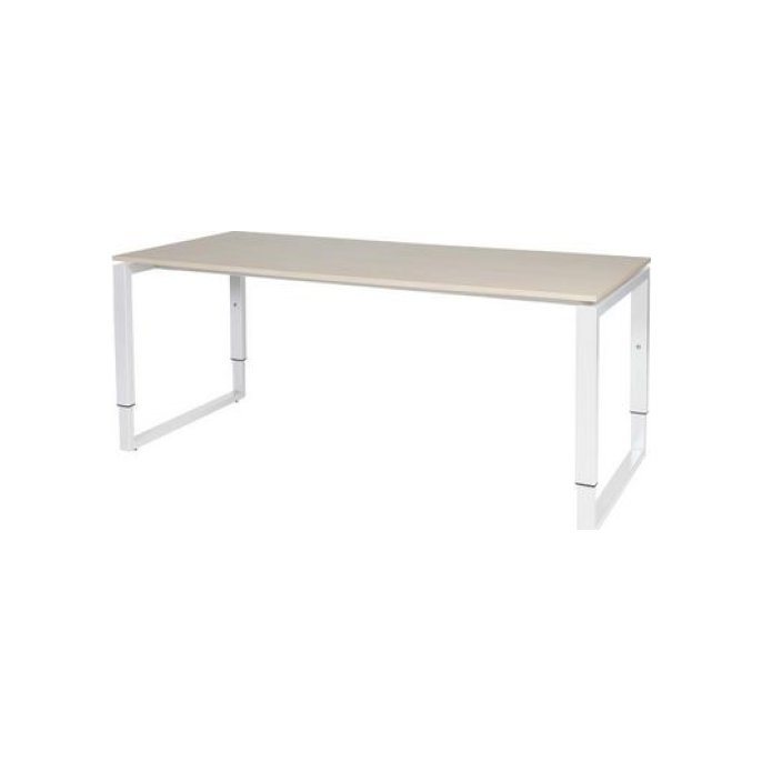 Stretto Plus Verstelbaar Bureau 180 x 80 cm Licht Eiken Blad Witte Poten