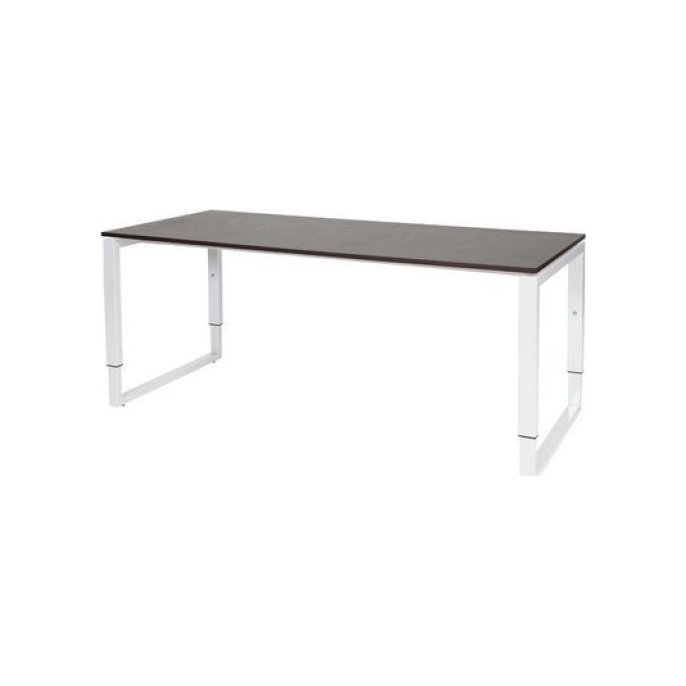 Stretto Plus Verstelbaar Bureau 180 x 80 cm Logan Eiken Blad Witte Poten