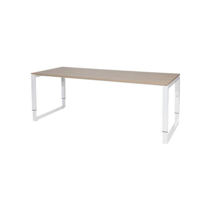 Stretto Plus Verstelbaar Bureau 200 x 80 cm Licht Kersen Blad Witte Poten