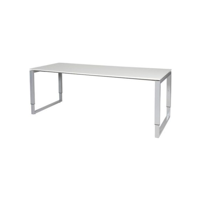 Stretto Plus Verstelbaar Bureau 200 x 80 cm Wit Blad Aluminium Poten