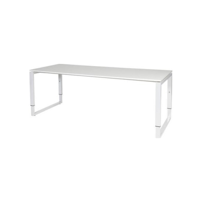 Stretto Plus Verstelbaar Bureau 200 x 80 cm Wit Blad Witte Poten