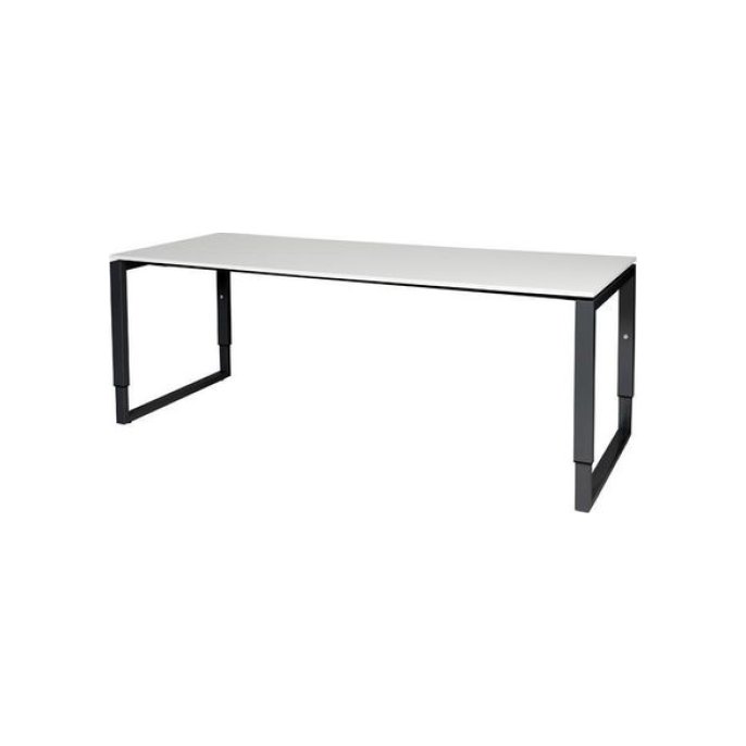 Stretto Plus Verstelbaar Bureau 200 x 80 cm Wit Blad Zwarte Poten