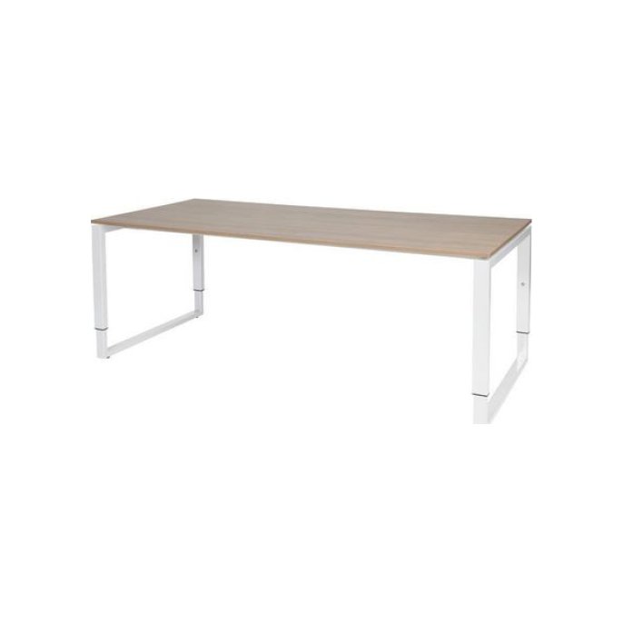 Stretto Plus Verstelbaar Bureau 200 x 90 cm Licht Kersen Blad Witte Poten