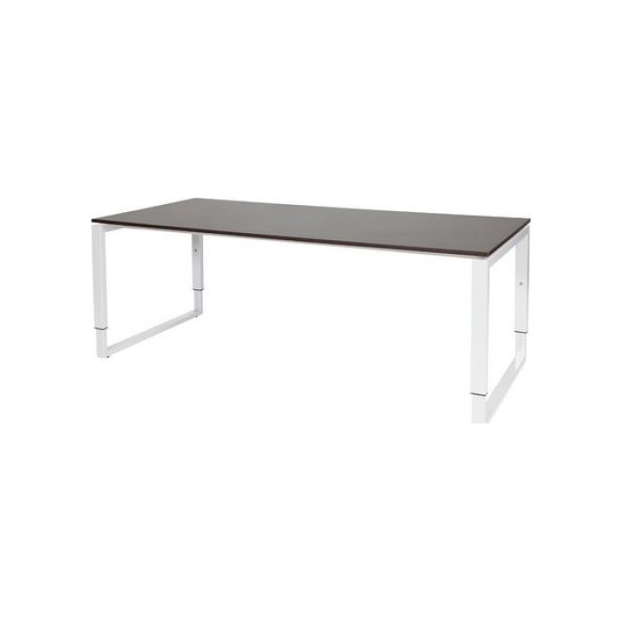 Stretto Plus Verstelbaar Bureau 200 x 90 cm Logan Eiken Blad Witte Poten