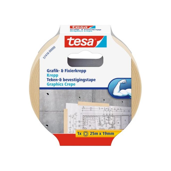 TESA® Bevestigingstape Niet-Permanent 19 mm x 25 m Lichtcrème (rol 25 meter)