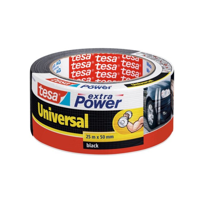 TESA® Extra Power Universal Duct Tape 50 mm x 25 m Zwart (rol 25 meter)