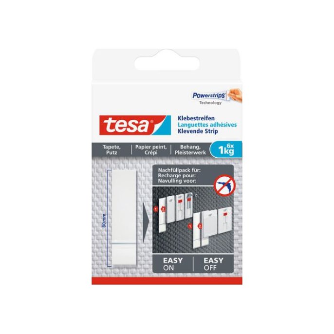 TESA® Klevende Strips Navulling Voor Behang en Pleisterwerk 1 kg Wit (pak 6 stuks)