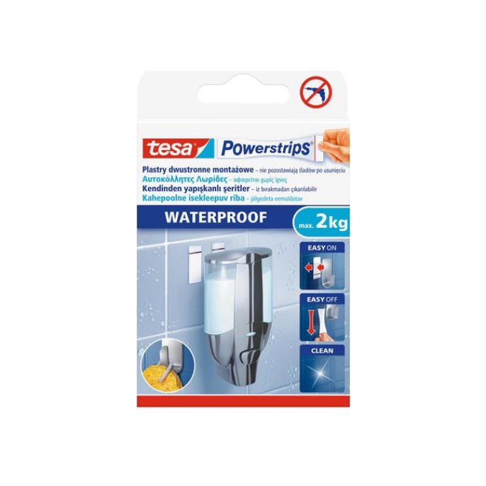 TESA® Powerstrips Waterproof Dubbelzijdige Klevende Strips Verwijderbaar Wit (pak 6 stuks)