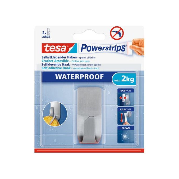 TESA® Powerstrips Waterproof Zelfklevende Haak Verwijderbaar 2 kg Metaal