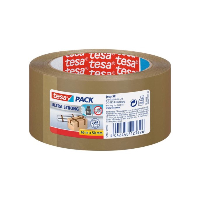 TESA® TESApack Ultra Strong Verpakkingstape PVC 50 mm x 66 m Bruin (pak 6 x 66 meter)