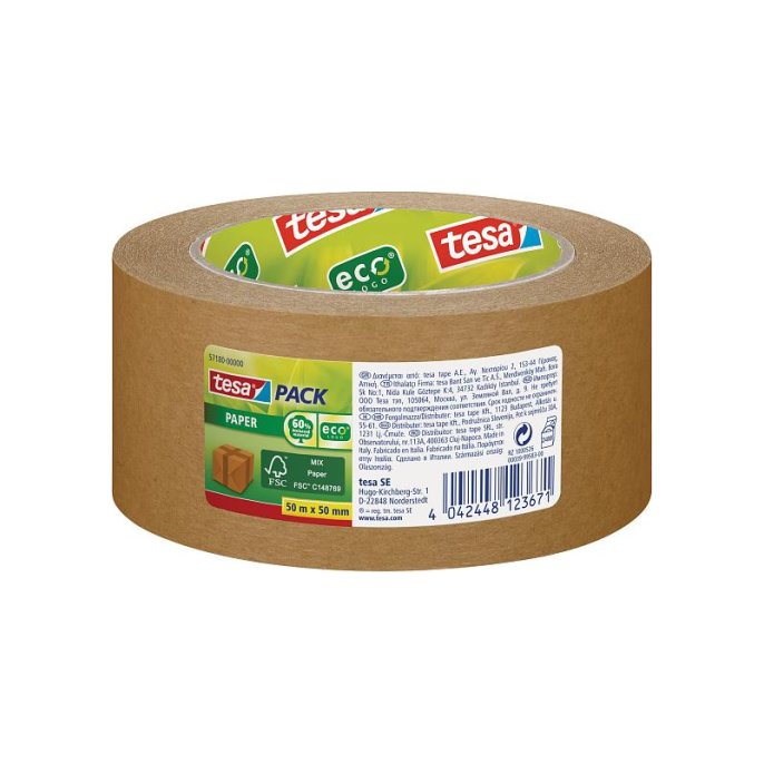 TESA® TESApack ecoLogo Verpakkingstape Papier 50 mm x 50 m Bruin (rol 50 meter)