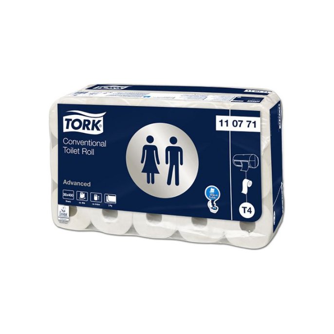 TORK Advanced Traditioneel T4 Toiletpapier 400 vel 48 m Wit (pak 30 rollen)