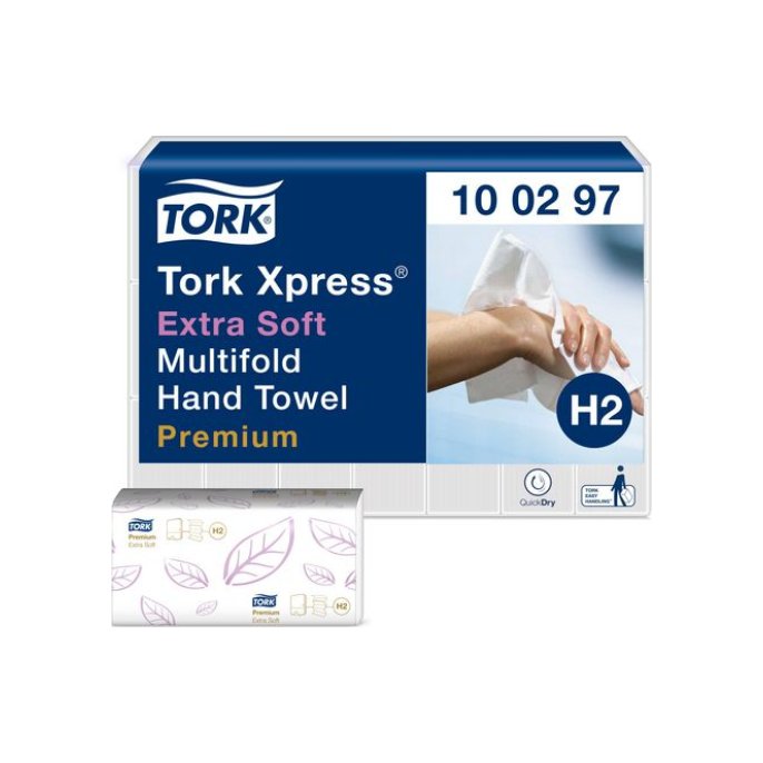 TORK Premium Papieren Handdoeken Extra Zacht Interfold 2-laags 212 x 34 cm Wit (pak 21 x 100 vel)