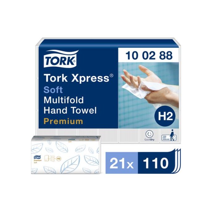 TORK Premium Papieren Handdoeken Zacht Interfold 2-laags 212 x 34 cm Wit (pak 21 x 110 vel)